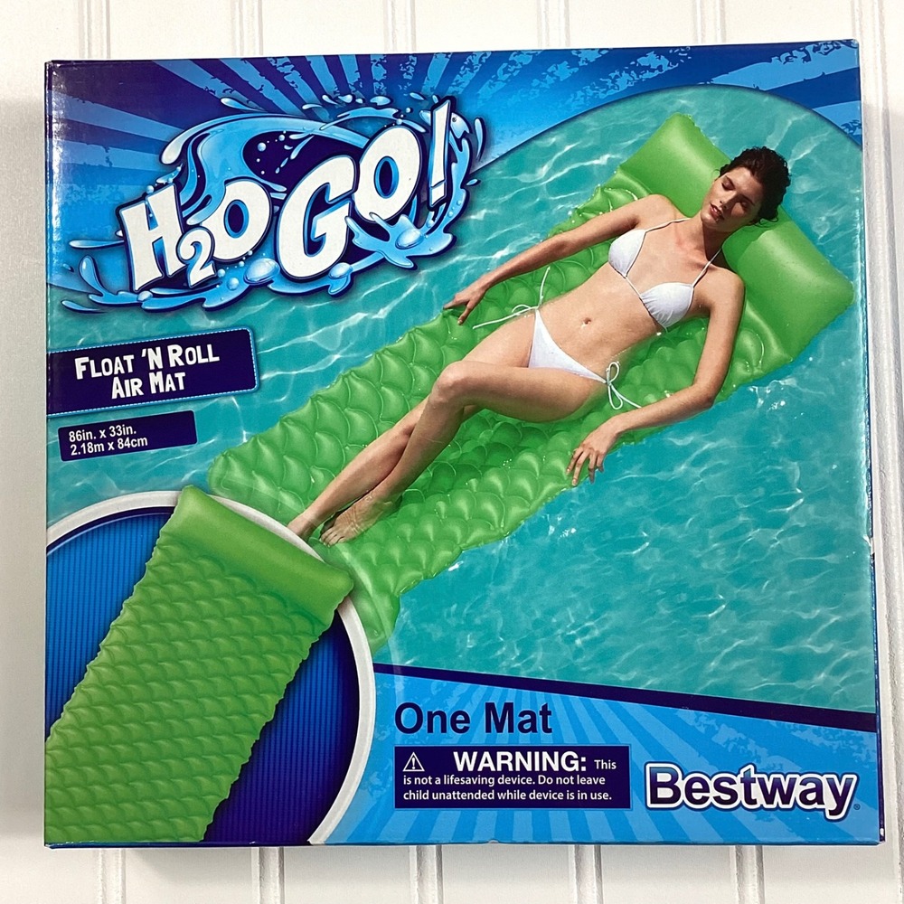 Bestway H2O GO! Float N Roll Air Mat Inflatable Pool Float Lime Green 86 x33